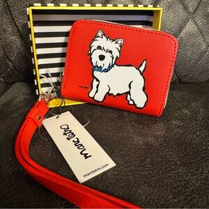 Marc Tetro Westie Wallet Red Wristlet Gift Box NWT